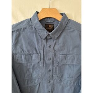 5.11 Tactical Long Sleeve Button Up Shirt Mens M Utility Pockets NWOT Blue